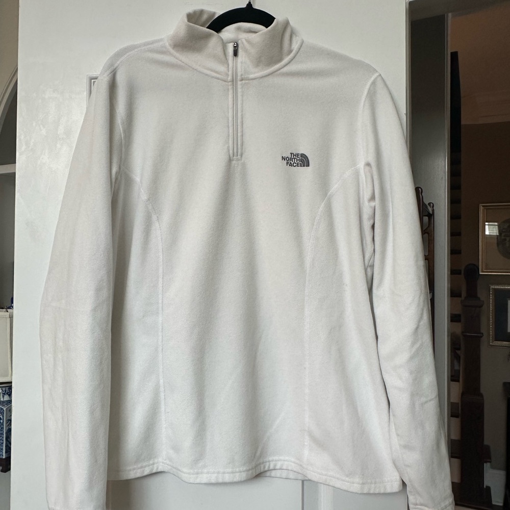 NORTH FACE white women’s TKA 100 1/4 zip fleece